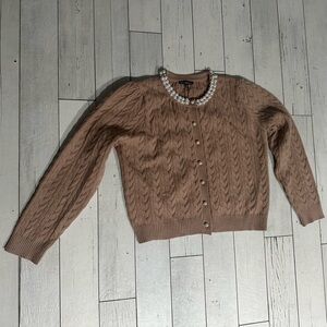 Adrianna Papell Cable Knit Cardigan - Brown